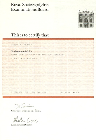 Click for certificates menu